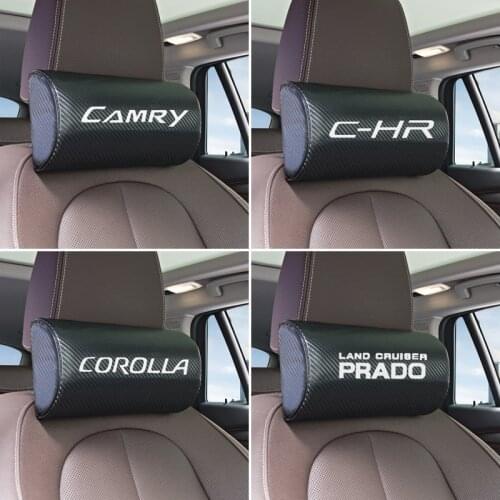 Car neck pillows both side pu leather single headrest case for Toyota corolla chr camry prado land cruiser prius