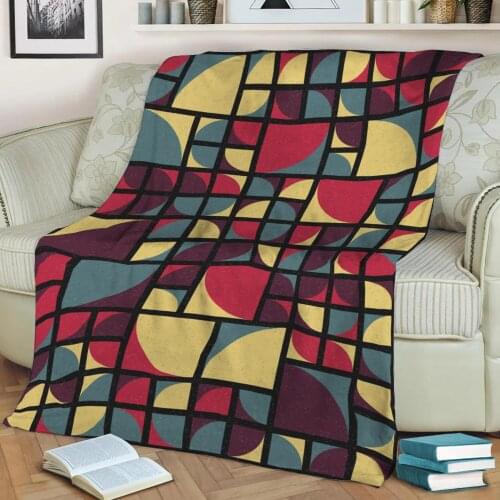 Abstract Geometric Pattern 3D Printed Velvet Plush Throw Fleece Blanket Bedspread Sherpa Blanket Home Decora