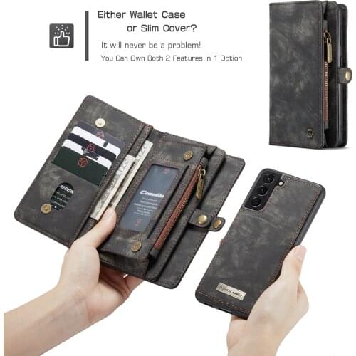 CaseMe For Samsung Galaxy Note 20 9 Note10 S20 S21 Ultra S8 S9 S10 Plus S20+ Card Flip Wallet Magnetic Phone Detachable Case Bag