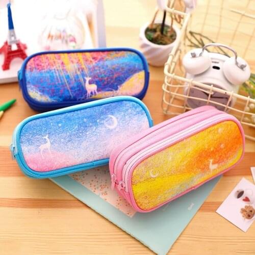 DELI multifunction pencil bag bright colors large capacity pencil bag pupils pencil pouch school writing stationery accessories