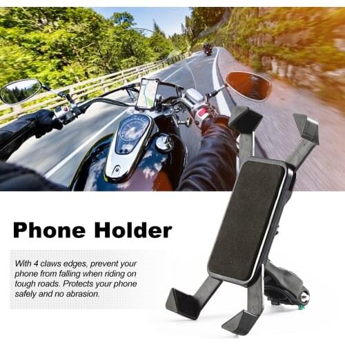 Motorcycle Bicycle Phone Holder 360 Degree Rotating Bike Handlebar Phone Mount Phone Holder Cycling Clip-on Phone Clamp Holder