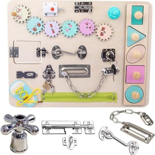Children DIY Busy Board Toy Baby Montessori Lock Cognition Toy Busy Board Access Busy Board DIY Toys
