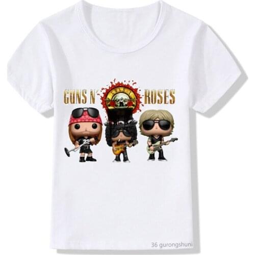 Children Print Slash Rock Band Gun Roses T-shirt O-Neck Short Sleeves Summer Boy&Girl Cool Casual Tee Baby T Shirt Fashion Tops