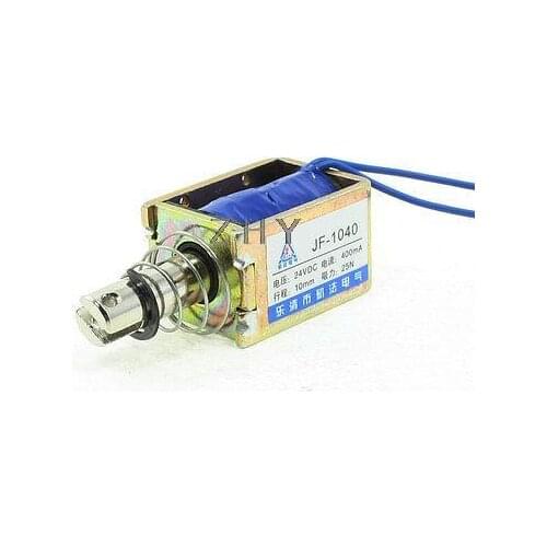 1PC JF-1040 24x29x40 24*29*40 DC 12V DC 24V 400mA Suction 25N Stroke 10mm Push Pull Type Open Frame Solenoid Electromagnet
