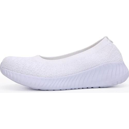 Large Size Elastic Women Weave Shallow Mom Walking Shoes Sports Leisure Nurse Shoes Lightweight Comfort Flat Sreathable Sneakers