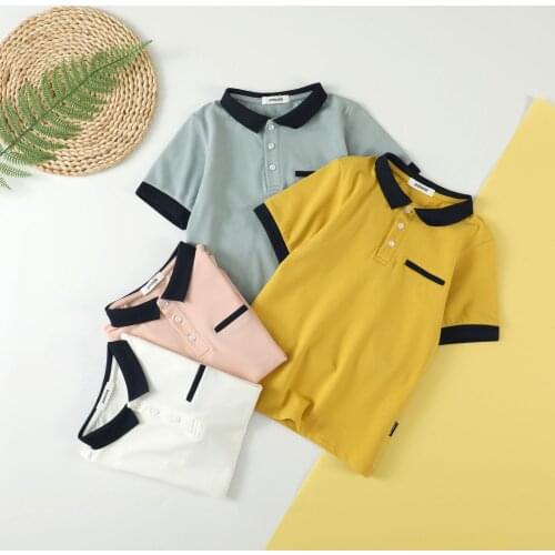Summer new childrens tops boys' T-shirts, large childrens lapels and casual short-sleeved Korean childrens wear