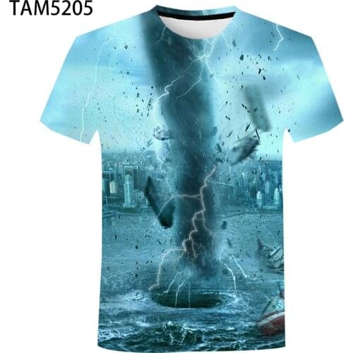 Tornado 2021 Summer Mens /Womens Short Sleeve T-Shirt 3D Boys /girls Street Trend Childrens Cute Personality Oversize Top