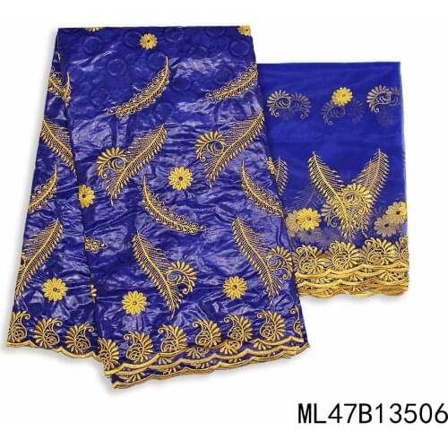 LIULANZHI African Bazin Fabric Jacquard Cotton Fabric Sweet-scented Embroidery Net Lace Scarf 7 Yards Per Lot ML47B135