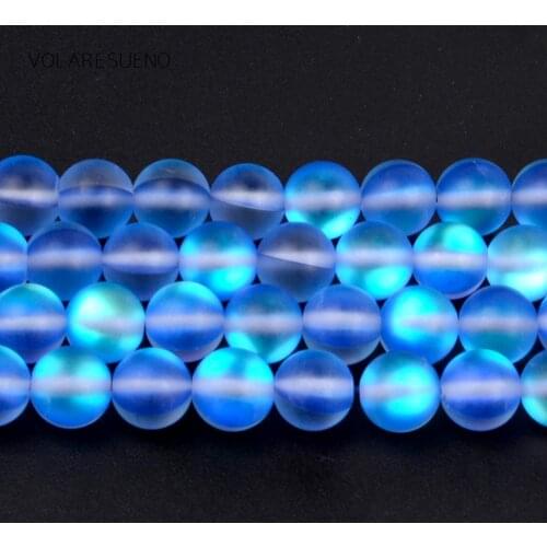 Dull Polished AB Blue Austrian Crystal Matte Stone Round Loose Beads 15” Pick 6-12mm Spacer Beads For Necklace Jewelry Making