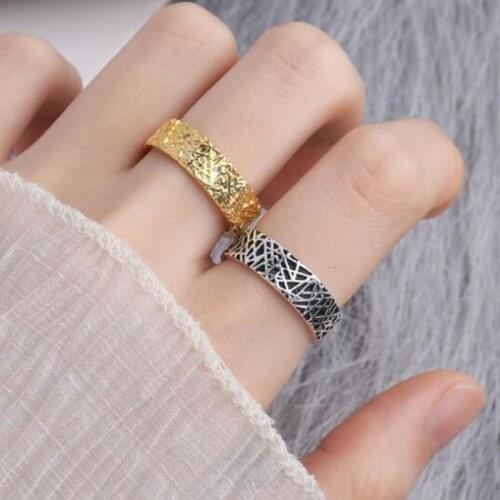 Fashion Gold Minimalist Couple Ring Female Silver Color Wave Pattern Wedding Infinity Ring Mens Engagement Jewelry Steampunk
