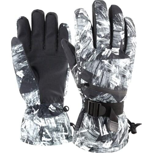 Mens Ski Gloves, Multi-Functional Snowboard Gloves Buckle Press Screen Waterproof Winter Gloves