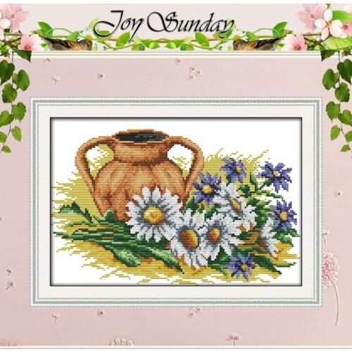 Daisy and pot Patterns Counted Cross Stitch 11CT 14CT Cross Stitch Set Wholesale flower Cross-stitch Kit Embroidery Needlework
