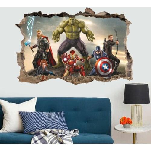 3D Hulk Bruce The Avenger Peel And Stick Home Decorative Wallpaper Ironman Thor Waterproof Vinyl Wall Stickers DIY Poster Mural