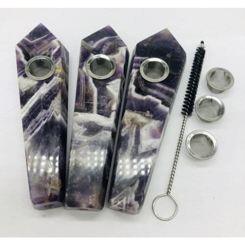 Natural Quartz Pipe Smoking Pipe Dream AmeThyst Point Rod Treatment Gem With Metal Filter Wholesale Price + 3 filter + 1pc brush
