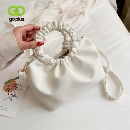 GOPLUS Solid Color Pleated Tote Bag 2021 High-quality Soft Leather Womens Designer Travel Shoulder Bags Armpit Sac A Main Femme