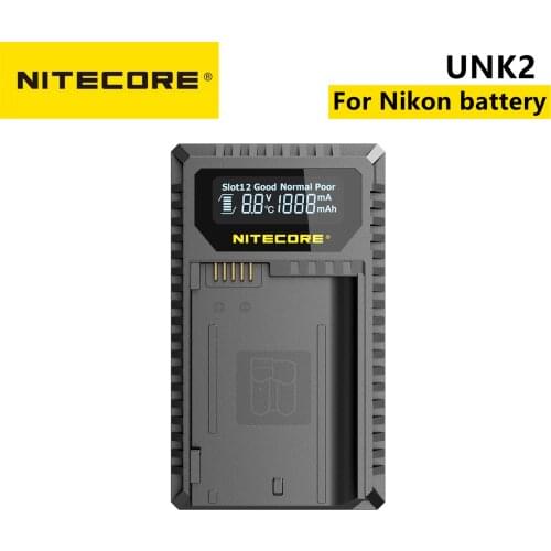 Original Nitecore UNK2 dual-slot USB camera charger for camera battery EN-EL15/EN-EL15a/EN-EL15b