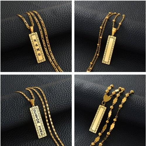 Anniyo Customize Name Capital Letters Pendant Necklaces Women Men,Personalized Guam Hawaiian Chuuk Kiribati Jewelry #156121
