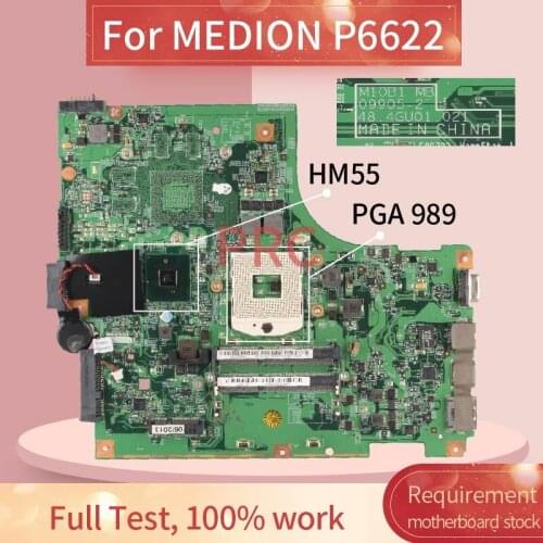 PGA 989 For MEDION P6622 Naptop motherboard 09905-2 HM55 DDR3 otebook Mainboard