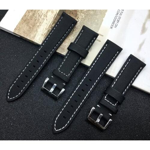 Black 20m Imported nylon fiber inner real leather strap Watchband for IWC Hamilton for Breitling Watch Strap band Man Accessorie