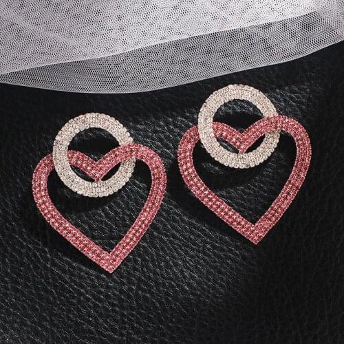 Palace Retro Luxulite Full Drilling heart Rhinestones Female Earrings lovely Earring big Crystal Earrings for women jewelry E710