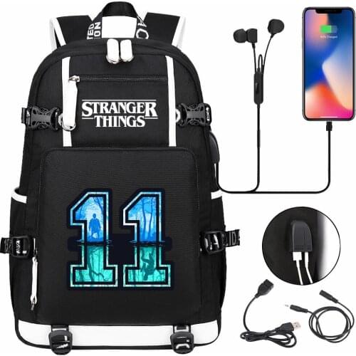 StrangeThings Backpack Prints USB Shoulder Bags Teenagers Schoolbags Women Men Laptop Travel Bags