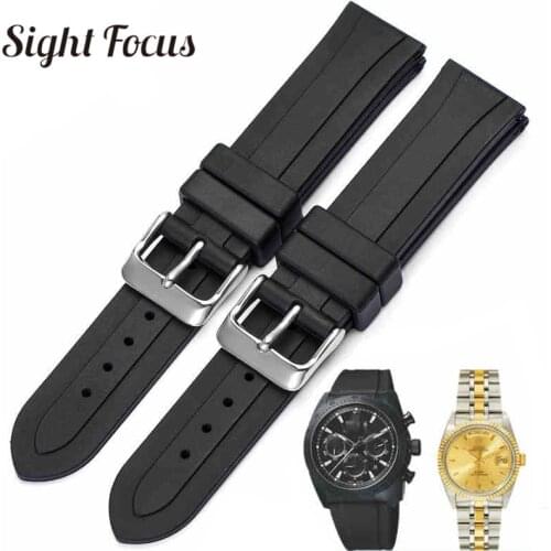 19mm Silicone Rubber Sport Watch Band for Tudor Pelagos Tissot T41 Watch Strap Waterproof Belt Montre Orologio Hombres