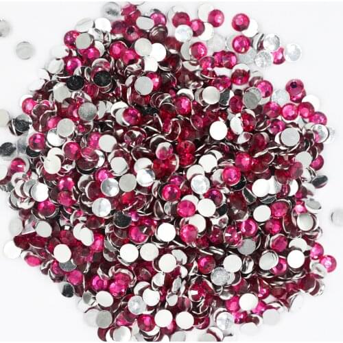 Dark Rose Color 2~6mm Flatback стразы Resin Non hotfix Rhinestones in Bulk Package Plastic Nail Art Decoration for Garment