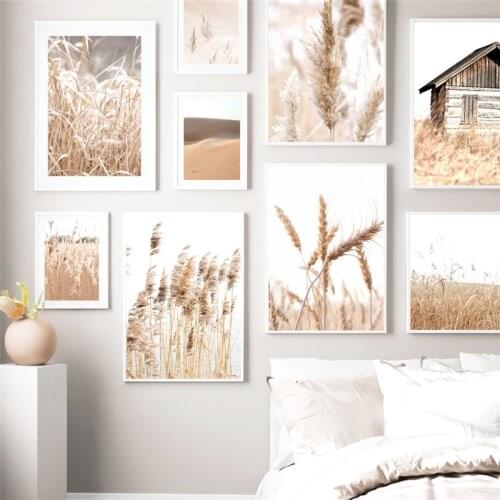 Vintage Botanical Canvas Painting Natural Pampas Grass Poster Modern Beige Art print Wall Picture For Living Room Home Decor
