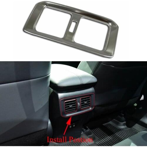 Inner Chrome Air Conditioning Frame Fit For 2019 2020 Toyota RAV4 Rear Air Condition Vent Outlet Cover Trim Protect Accessories