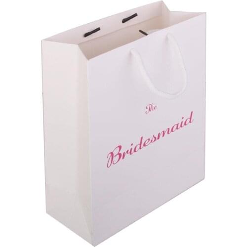 MagiDeal White Paper The Bridesmaid Printed Favour Gift Paper Bag for Wedding Hen Do Party Birthdays Anniversaries