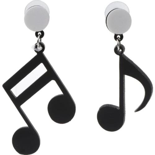 Black Musical Note Women Girls Asymmetric Acrylic Drop Earrings Fashion Jewelry