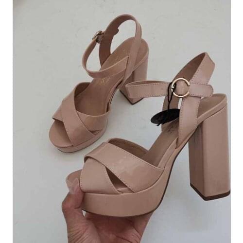 Fashion Womens Shoes 2021 Block Heels High Sandals Female Espadrilles Platform Large Size Open Toe Cross Luxury Leather Chunky H