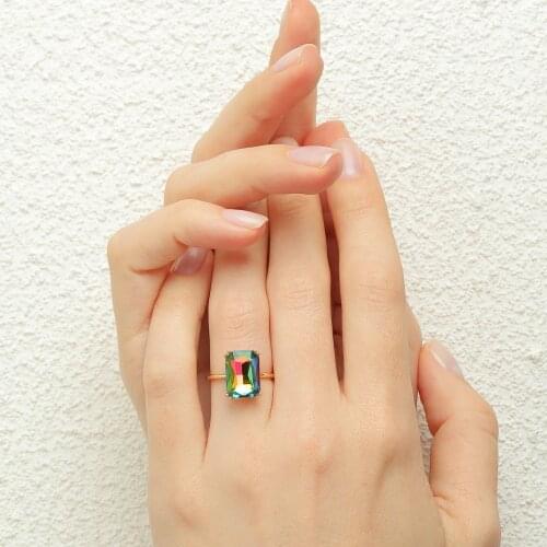 LUNA CHIAO Fashion Jewelry Accessories Rectangle Crystal BOHO Statement Rings for Women