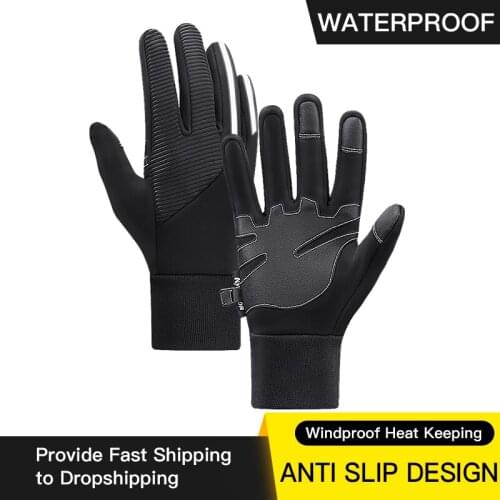 Kyncilor Winter Cycling Gloves Waterproof Leather Bike Gloves for Men Women Windstop Touch screen Bicycle Gloves