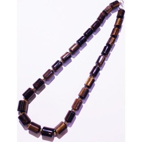 1 Strand/28Pcs 13x10mm Wholesale DIY Fashion Jewelry Natural Tiger Eye Gem Cylindrical Shape Pendant Necklace Length 210mm S1126