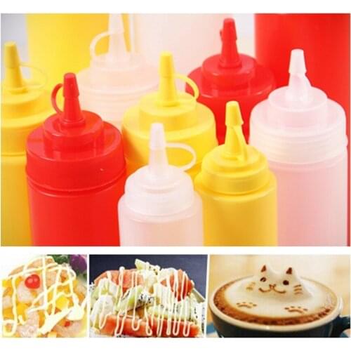 1Pcs 12oz 16oz 24oz Hot Sale Kitchen Plastic Squeeze Bottle Dispenser 8oz For Sauce Vinegar Oil Ketchup