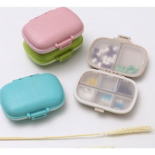 1PC Portable 8 Grids Pill Case Capacious Medicine Drug Capsule Tablet Container Boxs Wheat Straw Container Pillbox Cases