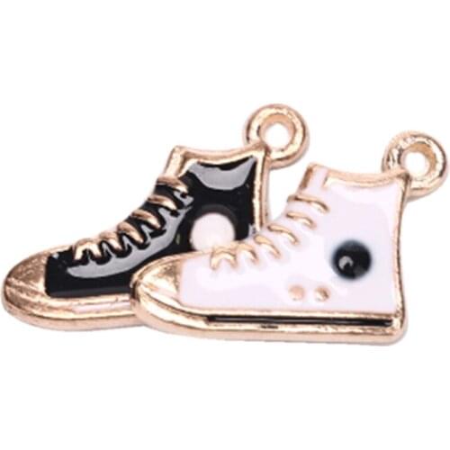 10Pcs Enamel Gym Sports Shoes Charms Metal Sneaker Pendants Dangle Jewelry Making Findings Components