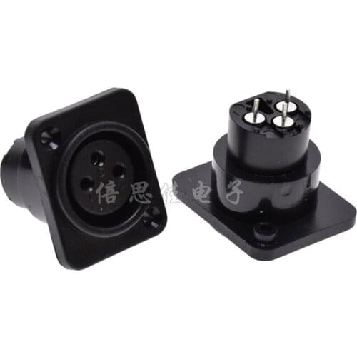 10PCS/Lot XLR Audio Female Socket/Jack Connector 3-Poles 180-Degree PCB Mounting Panel