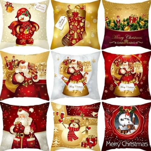 2pcs/set Christmas Cushion Cover Sofa Pillow Case Peach Skin Square Merry Christmas Festival Decor Home Textile