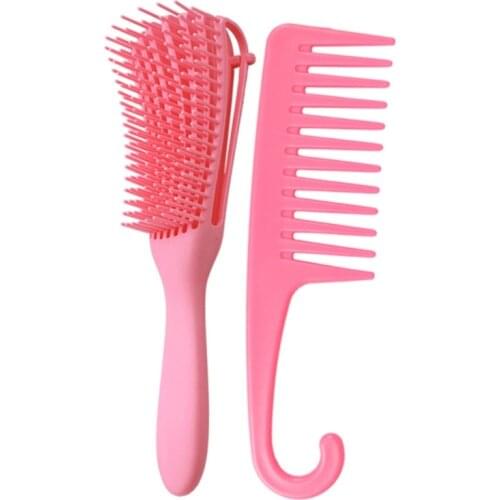 2 Pack Detangling Brush Set Wide Tooth Comb for Curly Hair Textured 3a to 4c Q81B
