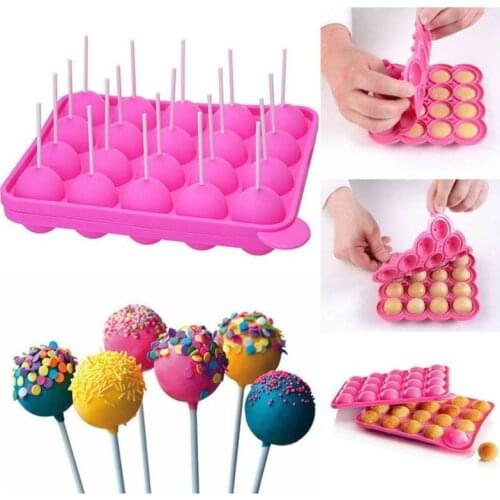 20 Holes Silicone Chocolate Mold Pop Cake Stick Cupcake Mould Lollipop Sphere Maker Baking Mold Ice Tray