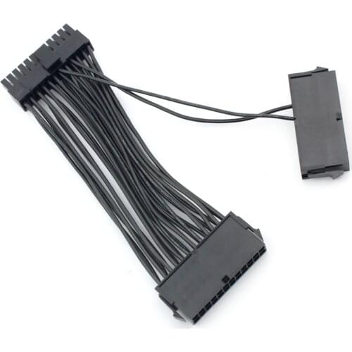 24Pin ATX Dual PSU Power Supply Extension Cable 30cm/15cm Adaptor Connector for Computer Mining Starting Line 24Pin 20+4pin