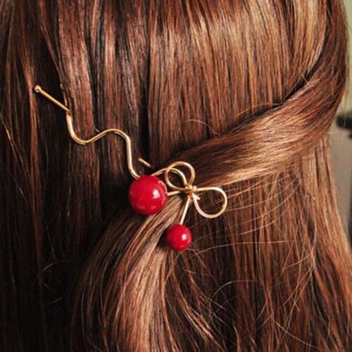 3Pcs Sweet Fashion Designer Romantic Women Girls Korean Cherry Shaped Bow Hairpin Elegant Twist Hair Clip Hairgrip Gifts