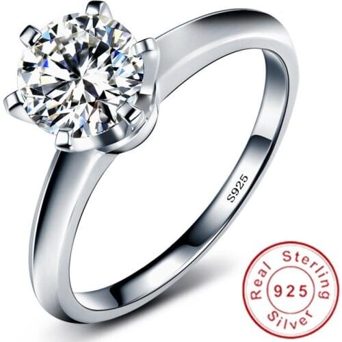 90% OFF Solitaire 1ct Lab Diamond Ring 100% Real 925 sterling silver Anniversary Wedding band Rings for Women men Party Jewelry