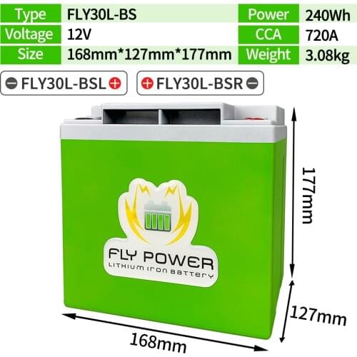 12V Motorcycle LiFePO4 Engine Battery Lithium iron Phosphate Scooter Battery BMS 20Ah CCA720A 240Wh FLY30L-BS For ATVs YTX30L-BS