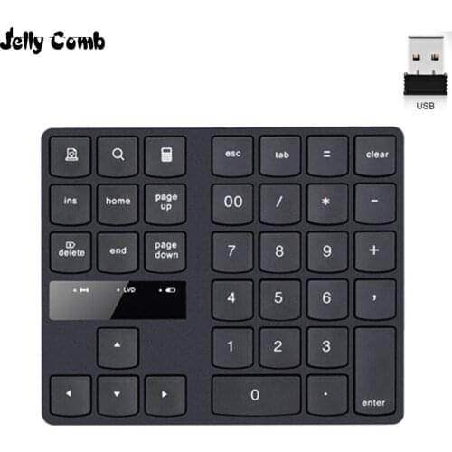 Jelly Comb 2.4G Wireless Digital Keyboard Rechargeable Numpad Silent Click for Accounting Laptop Computer 35Keys Numeric Keypad