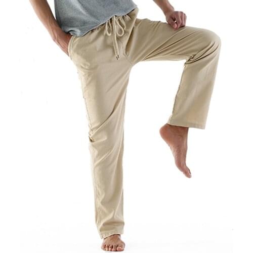 Linen Trousers Men Sweatpants Summer Breathable Comfort Mens Pants Straight Casual Joggers streetwear pantalones hombre 5XL
