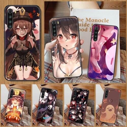 Genshin Impact Hu Tao Phone Case For Xiaomi Redmi Note 7 8 9 10 7A 8T 9A 9T 9S 10S Pro black luxury prime art shell 3D coque