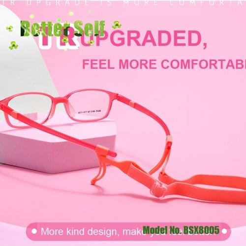 Girls Comfortable Rectangle Tr90 Eyeglasses Adjustable Temple Childs Glasses Frame Upgrade Silicone Nose Pad Boys BSX8005